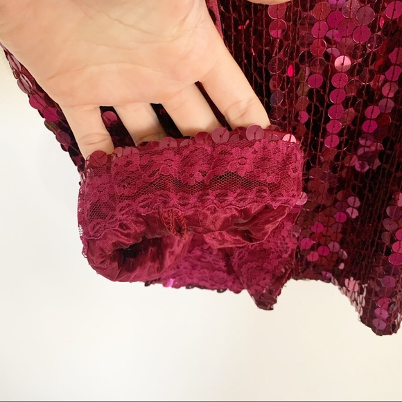 Cache magenta pink sequin halter tie dress Sz 6 - Picture 9 of 10